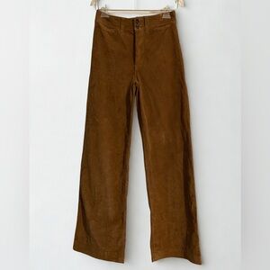 Faherty Women’s Brown Camel Stretch Cord Wide Leg Pants Size 25